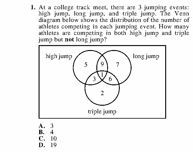 Question 1 as printed in the ACT Practice Test 2 booklet