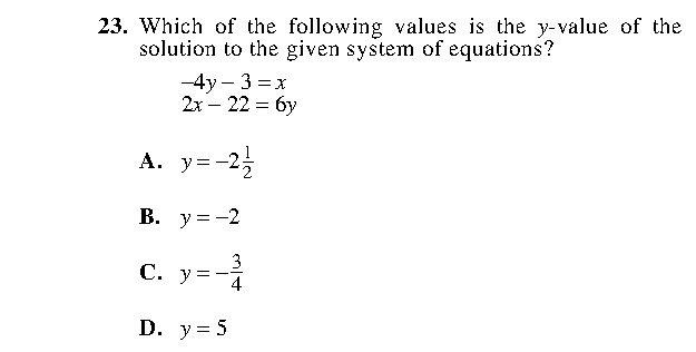 Question 23 as printed in the ACT Practice Test 2 booklet