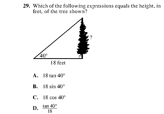 Question 29 as printed in the ACT Practice Test 2 booklet