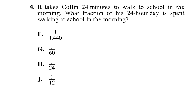 Question 4 as printed in the ACT Practice Test 2 booklet
