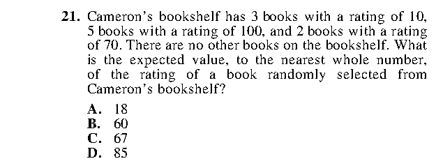 Question 21 as printed in the ACT Practice Test 2 booklet