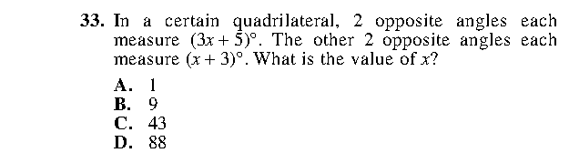 Question 33 as printed in the Preparing for the ACT — Practice Test 1 booklet