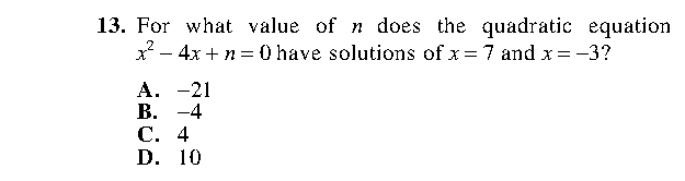 Question 13 as printed in the ACT Practice Test 2 booklet