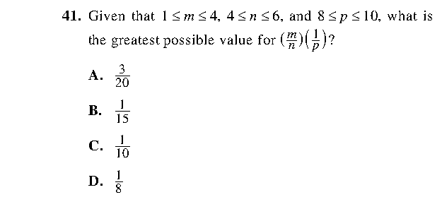 Question 41 as printed in the Preparing for the ACT — Practice Test 1 booklet