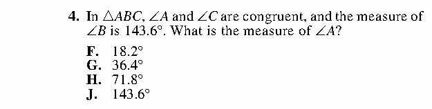 Question 4 as printed in the Preparing for the ACT — Practice Test 1 booklet