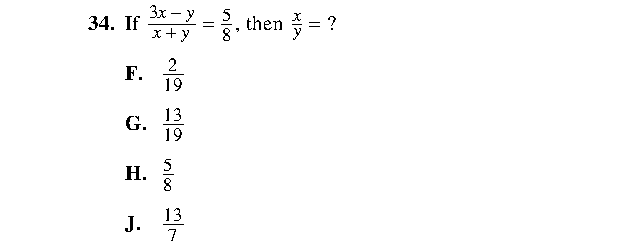 Question 34 as printed in the ACT Practice Test 2 booklet