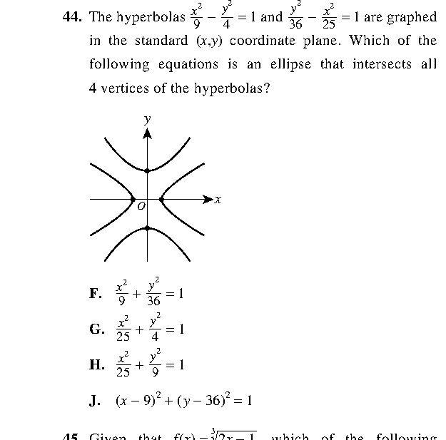 Question 44 as printed in the ACT Practice Test 2 booklet