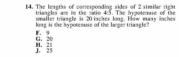Question 14 as printed in the ACT Practice Test 2 booklet