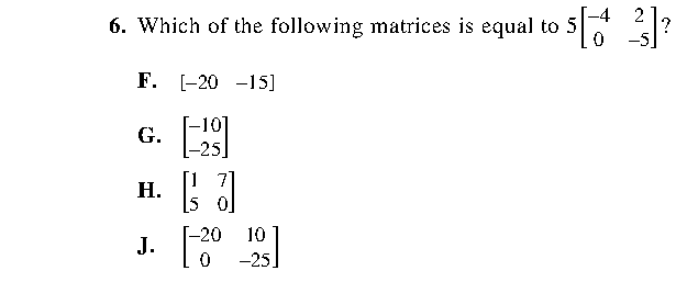 Question 6 as printed in the Preparing for the ACT — Practice Test 1 booklet