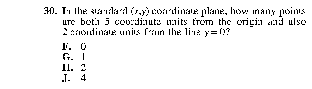 Question 30 as printed in the Preparing for the ACT — Practice Test 1 booklet