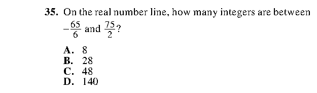 Question 35 as printed in the Preparing for the ACT — Practice Test 1 booklet