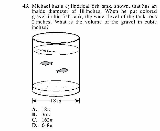 Question 43 as printed in the Preparing for the ACT — Practice Test 1 booklet
