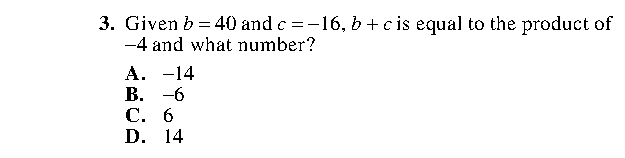 Question 3 as printed in the ACT Practice Test 2 booklet