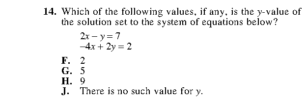 Question 14 as printed in the Preparing for the ACT — Practice Test 1 booklet
