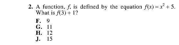 Question 2 as printed in the ACT Practice Test 2 booklet