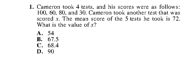 Question 1 as printed in the Preparing for the ACT — Practice Test 1 booklet