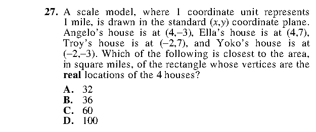 Question 27 as printed in the ACT Practice Test 2 booklet