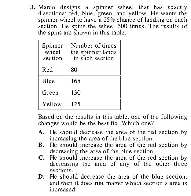 Question 3 as printed in the Preparing for the ACT — Practice Test 1 booklet