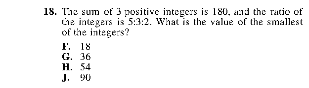 Question 18 as printed in the ACT Practice Test 2 booklet