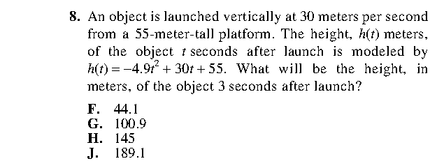 Question 8 as printed in the ACT Practice Test 2 booklet