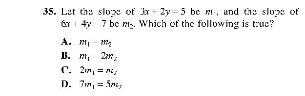 Question 35 as printed in the ACT Practice Test 2 booklet