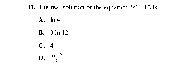 Question 41 as printed in the ACT Practice Test 2 booklet