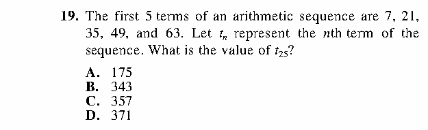 Question 19 as printed in the Preparing for the ACT — Practice Test 1 booklet