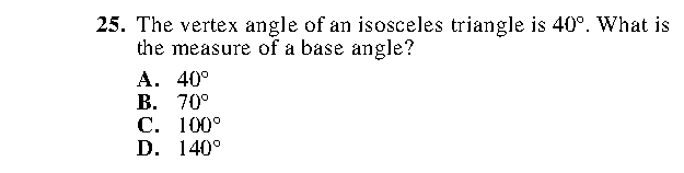 Question 25 as printed in the ACT Practice Test 2 booklet