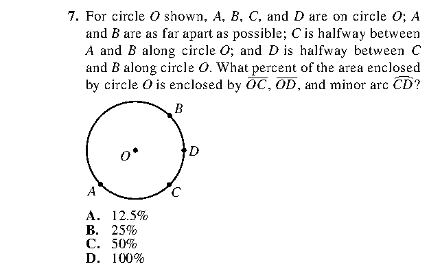 Question 7 as printed in the ACT Practice Test 2 booklet