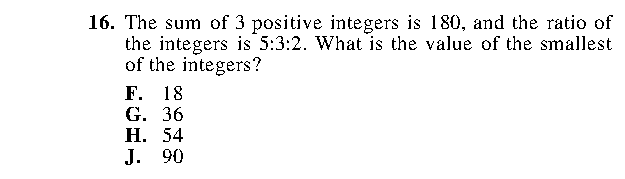 Question 16 as printed in the Preparing for the ACT — Practice Test 1 booklet