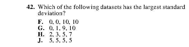 Question 42 as printed in the Preparing for the ACT — Practice Test 1 booklet