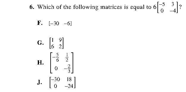 Question 6 as printed in the ACT Practice Test 2 booklet