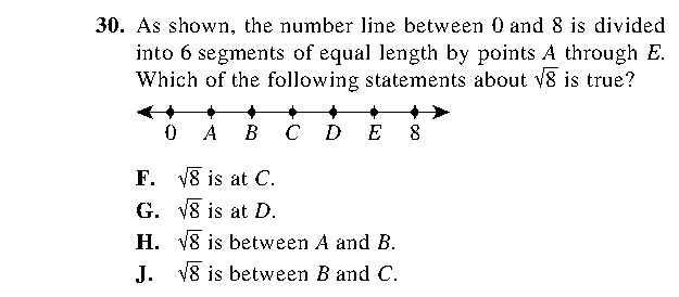 Question 30 as printed in the ACT Practice Test 2 booklet